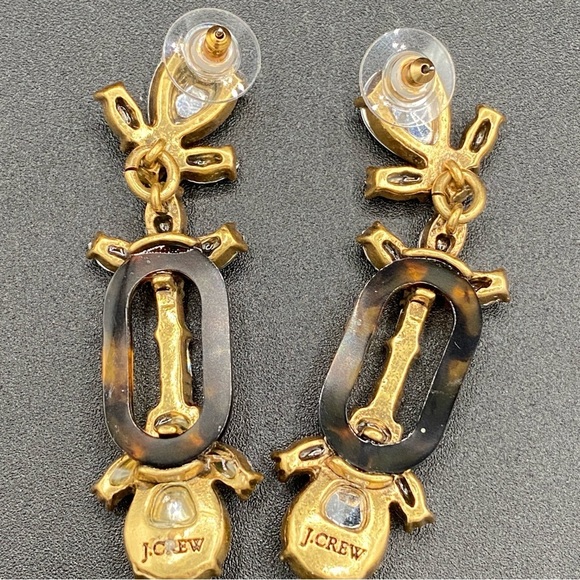 J.Crew Signed Tortoise Shell and Chunky Sparkly Dangle Earrings - Picture 6 of 11